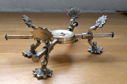 Vintage Brass Extendable Potholder - Brass Trivet - Plume Design - Mottahedeh - Dinner Parties - Measurements Seen in Photos