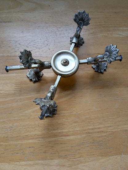 Vintage Brass Extendable Potholder - Brass Trivet - Plume Design - Mottahedeh - Dinner Parties - Measurements Seen in Photos