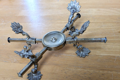 Vintage Brass Extendable Potholder - Brass Trivet - Plume Design - Mottahedeh - Dinner Parties - Measurements Seen in Photos