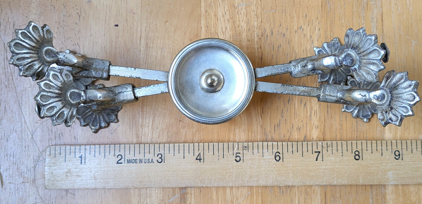 Vintage Brass Extendable Potholder - Brass Trivet - Plume Design - Mottahedeh - Dinner Parties - Measurements Seen in Photos