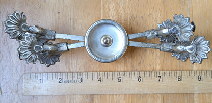 Vintage Brass Extendable Potholder - Brass Trivet - Plume Design - Mottahedeh - Dinner Parties - Measurements Seen in Photos