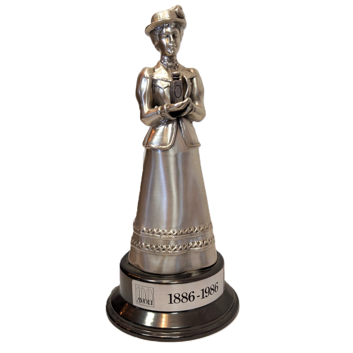 100th Anniversary 1986 Avon District Award Sales 8.5" SilverToned Mrs Albee Figurine