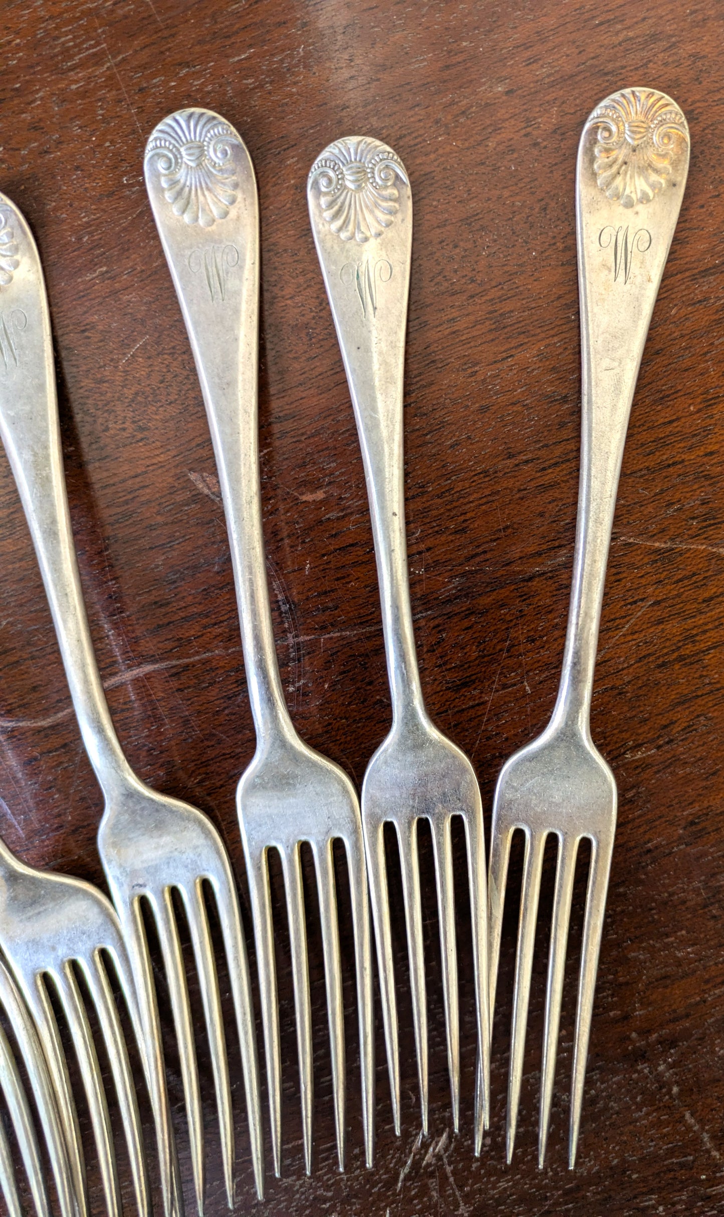 Towle Shell II Pattern 1889 Dinner Set - Stamped and Tested Silverplate - Forks and Spoons - 8 Pieces - Dinner Parties