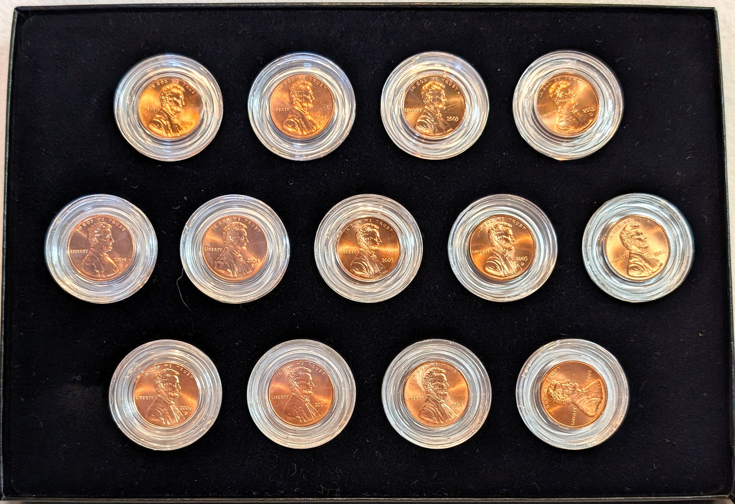 2002-2008 Lincoln Pennies Box D Mint Mark - D Mint Lincoln Pennies 2002-2008 13 Pc box Set
