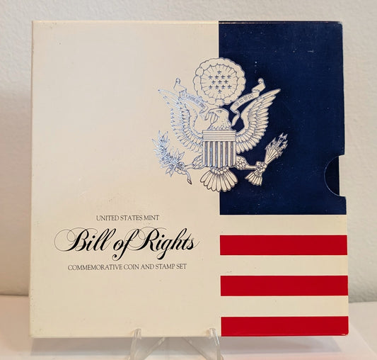 1993 Bill of Rights Commemorative Coin & Stamp Set US Mint - James Madison 90% Silver Half Dollar & Stamp Set