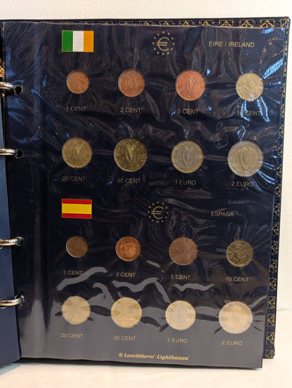 Lighthouse Euro Coin Album Partially Completed - Partially Completed Lighthouse Euro Ringbinder