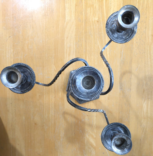 Antique Rotating 4 Arm Candelabra - Silverplate - Slight Tilt - Measurements and Weights Seen in Photos