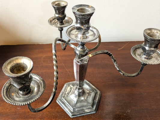 Antique Rotating 4 Arm Candelabra - Silverplate - Slight Tilt - Measurements and Weights Seen in Photos