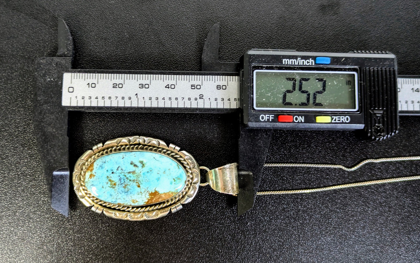 Betty Lee Navajo Sterling Silver Thunder Mountain Turquoise Pendant Necklace - Rare Turquoise Stone - Vintage B Lee Native Turquoise Pendant