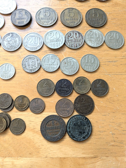 Huge Russian Coin Collection! Over 100 Coins, Some Silver, Various Denominations & Years - 1, 2, 3, 5, 10, 15, 20 Kopeks & More! USSR Soviet Russia Coins - Historical Coins