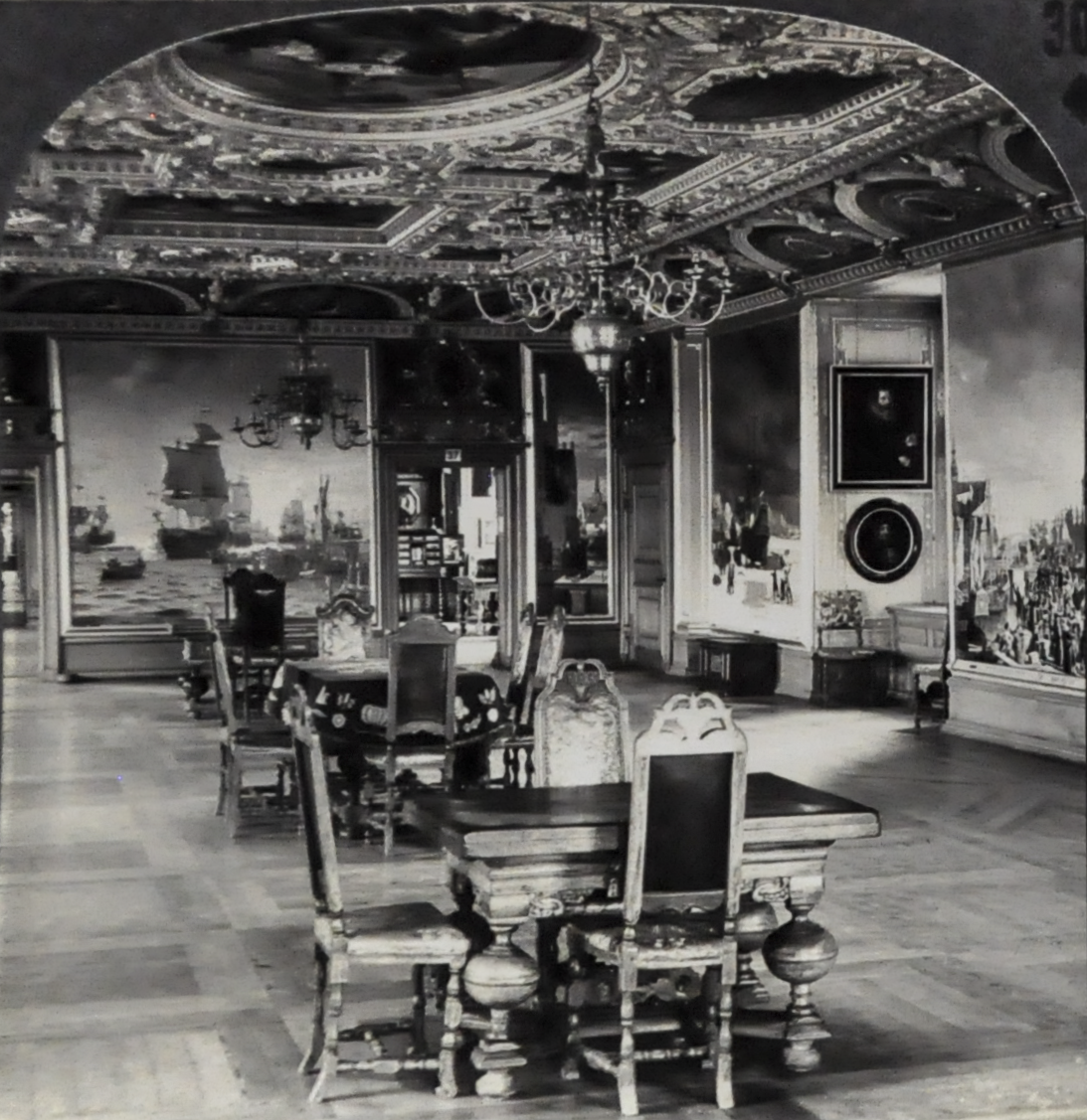 Keystone Stereoview Royal Dining Hall at Fredericksborg Castle Denmark - No. 27829T - 1930s World Tour Series Copenhagen Castle Photo Card