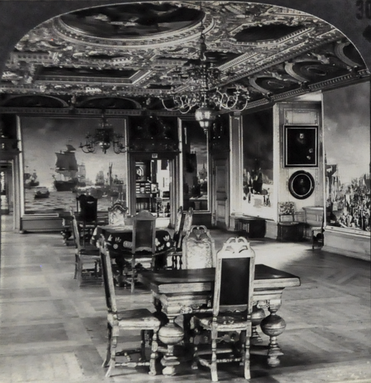 Keystone Stereoview Royal Dining Hall at Fredericksborg Castle Denmark - No. 27829T - 1930s World Tour Series Copenhagen Castle Photo Card