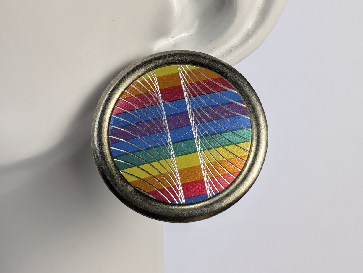 Vintage Statement Button Clip-On Rainbow Earrings - 1960's Rainbow Clip-on Button Earrings