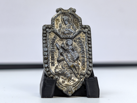 Antique Saint Christopher Damaged Protection Medallion - St. Christopher Protect Me Death Notification