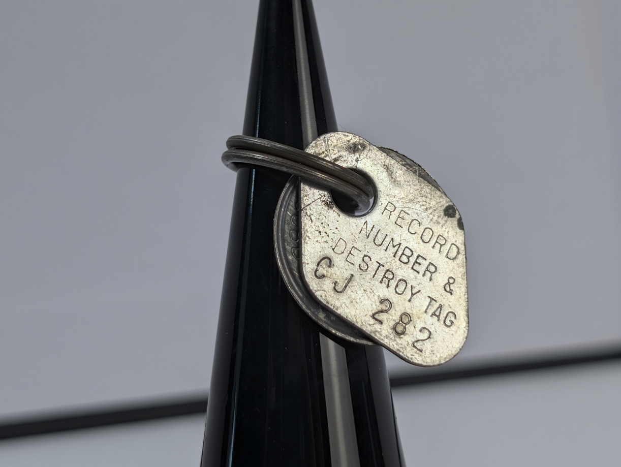 Vintage Automobile Record Number Destroy Tag ID - Destroy Tag Identification Record Number Tag