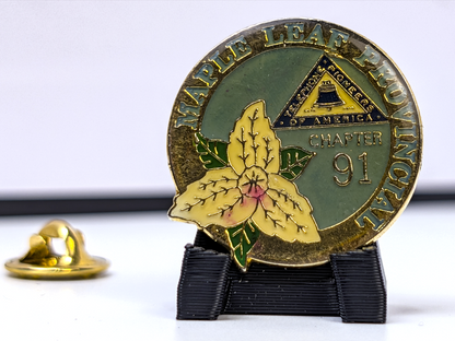 Vintage Telephone Pioneers of America Chapter 91 Pin - Gold-Toned Enamel Telephone Pioneers Pin