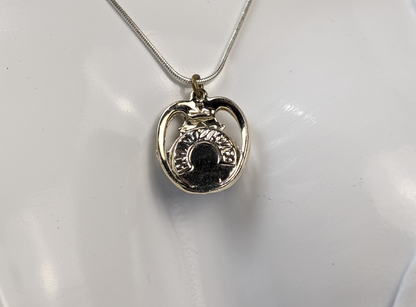 Vintage 1950s Silver Tone Open Scroll Pendant Pat No 2752764 - Magnetic Interchangeable Faux Blue Pearl Charm Mid Century Costume Jewelry