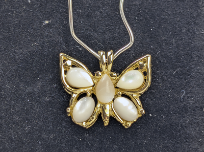 Dainty Gold-Toned Butterfly Pendant With Pearl Accents - Gorgeous Taiwan Gold-Toned Butterfly Necklace Pendant