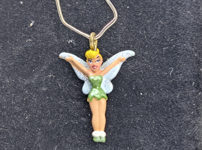 Vintage Disney Tinker Bell Enamel Necklace Pendant - Detailed Tinker Bell Disney Charm