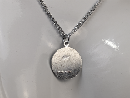 Portrait of The Virgin Mary Silver Toned Religious Necklace - Aluminum Hong Kong Stamped Mary Necklace