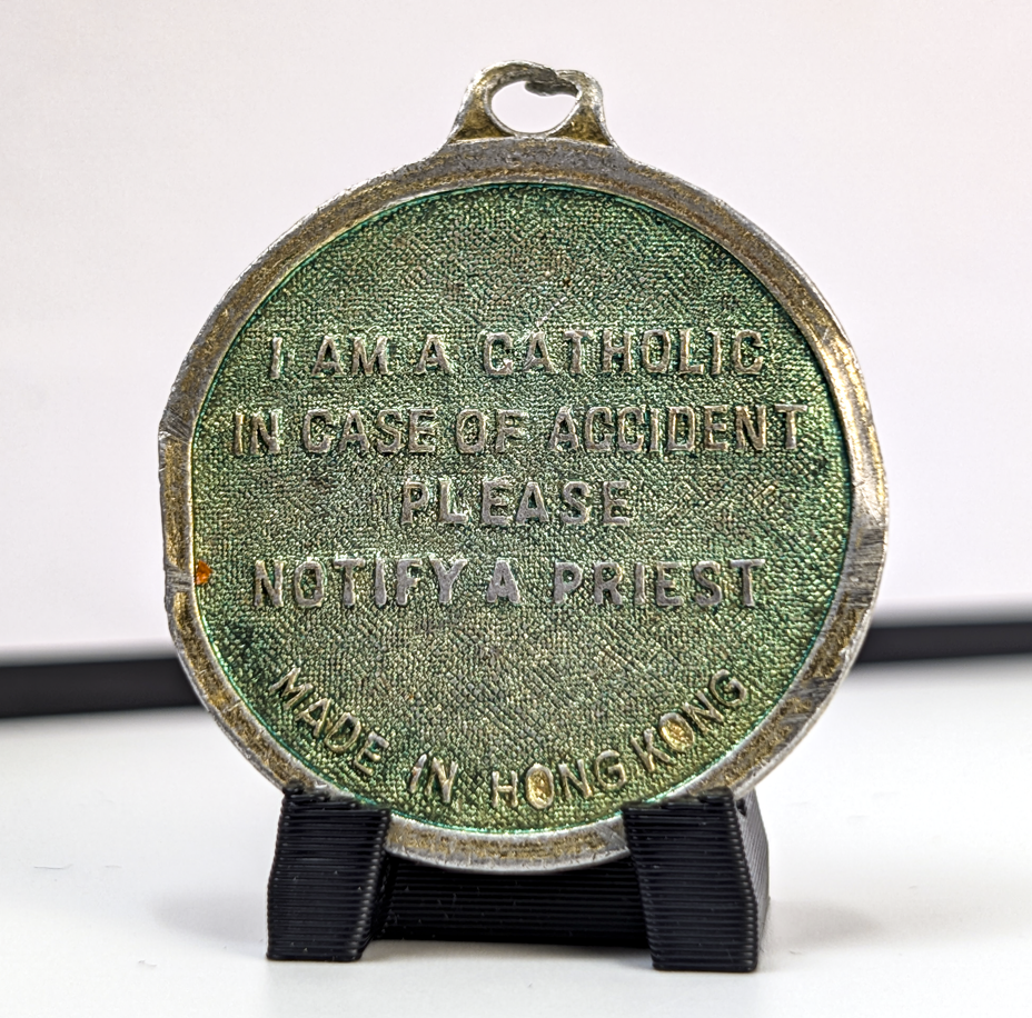 Vintage Saint. Christophers Protection Aluminum Pendant - Protect Us St. Christopher Religious Medallion