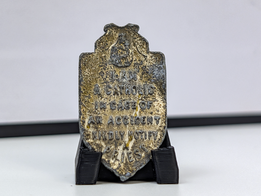 Antique Saint Christopher Damaged Protection Medallion - St. Christopher Protect Me Death Notification