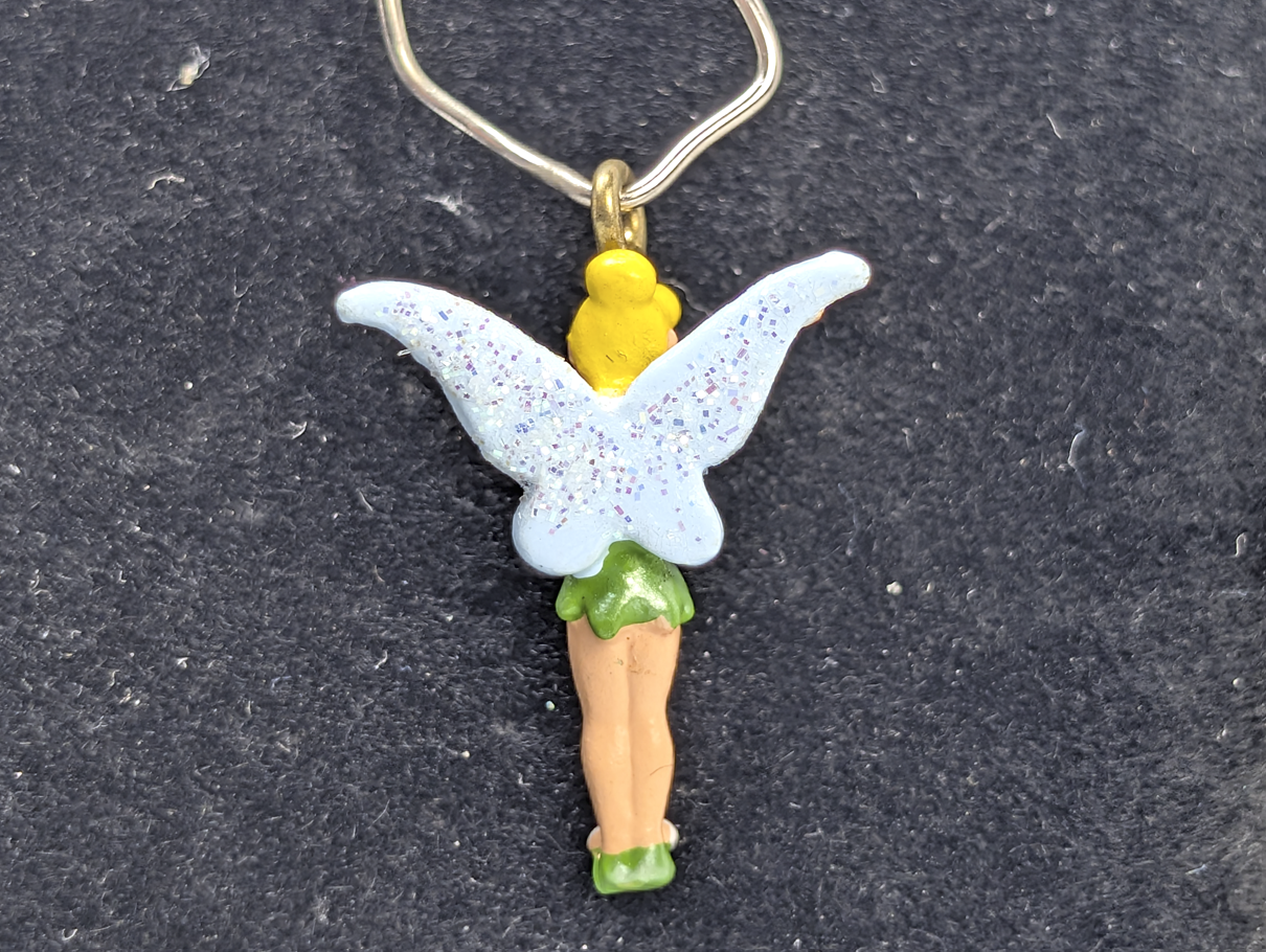 Vintage Disney Tinker Bell Enamel Necklace Pendant - Detailed Tinker Bell Disney Charm