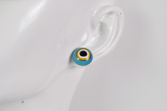 Vintage De Roma Venetian Glass Evil Eye Stud Earrings 14K Gold Filled - De Roma Handmade Genuine Venetian Glass Evil Eye Earrings 14KT GF