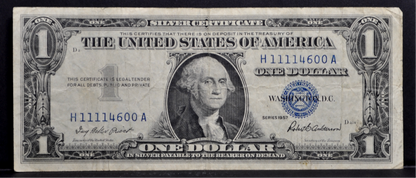 1957 Fancy Quad Repeater Serial Number 1 Dollar Silver Certificate - 11114600 - 1957 One Dollar Blue Seal Fancy Serial Note - Fr#1619