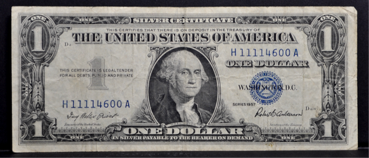 1957 Fancy Quad Repeater Serial Number 1 Dollar Silver Certificate - 11114600 - 1957 One Dollar Blue Seal Fancy Serial Note - Fr#1619
