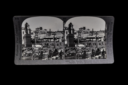 Antique Keystone Stereoview of the Pushkin Monument, Moscow, USSR - No. 34094 - 1930s Photo of Soviet Russia Stereoview