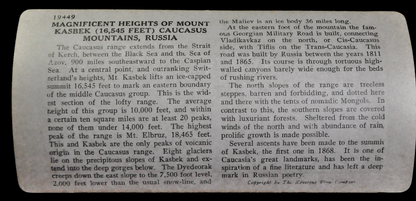 Antique Keystone Stereoview of Hikers at Mt. Kasbek, Caucasus Mountains, USSR - No. 19449 - 1930s Soviet Russia Mountains Stereoview
