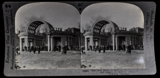Antique Keystone Stereoview of New Soviet Metro Station, Moscow, Russia - No. 34093- 1930s Soviet Russia Subway Station Stereoview