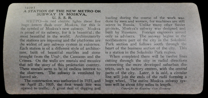 Antique Keystone Stereoview of New Soviet Metro Station, Moscow, Russia - No. 34093- 1930s Soviet Russia Subway Station Stereoview