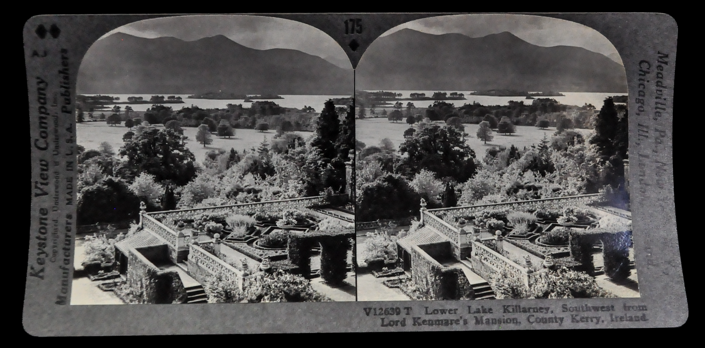 Antique Keystone Stereoview of Lower Lake Killarney, County Kerry, Ireland - V12639T - 1920s Historic Irish Nature Stereoview