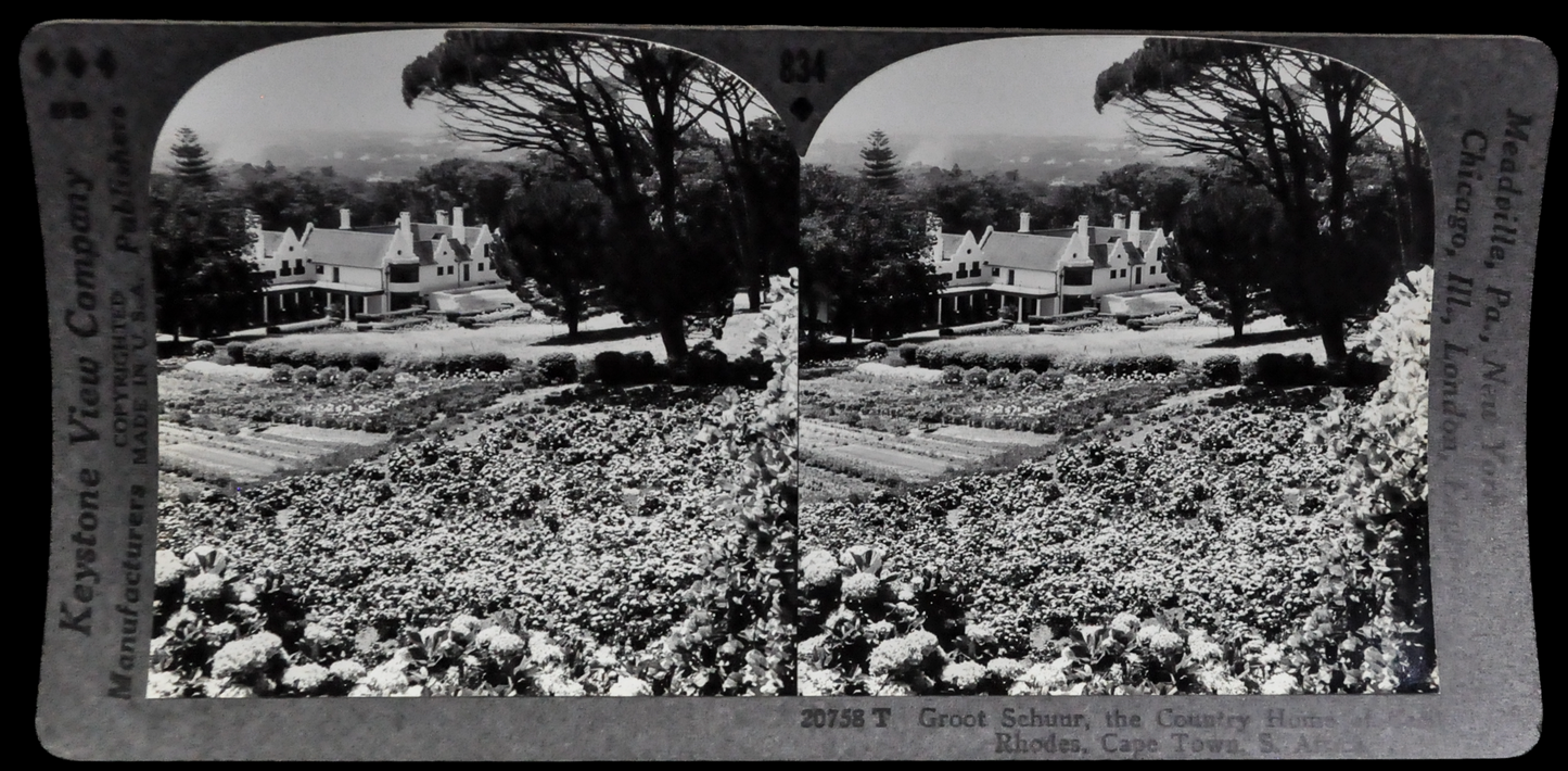 Antique Keystone Stereoview of Groot Schuur in Cape Town, South Africa - No. 20758T - 1930s World Tour Series Cecil Rhodes Home Photo Card