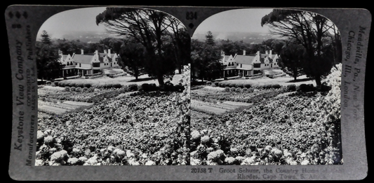 Antique Keystone Stereoview of Groot Schuur in Cape Town, South Africa - No. 20758T - 1930s World Tour Series Cecil Rhodes Home Photo Card