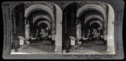 Keystone Stereoview of Decorated Aisle in Church of La Compania, Quito, Ecuador - No. V21932T - 1920s Ecuador Church Photo Card