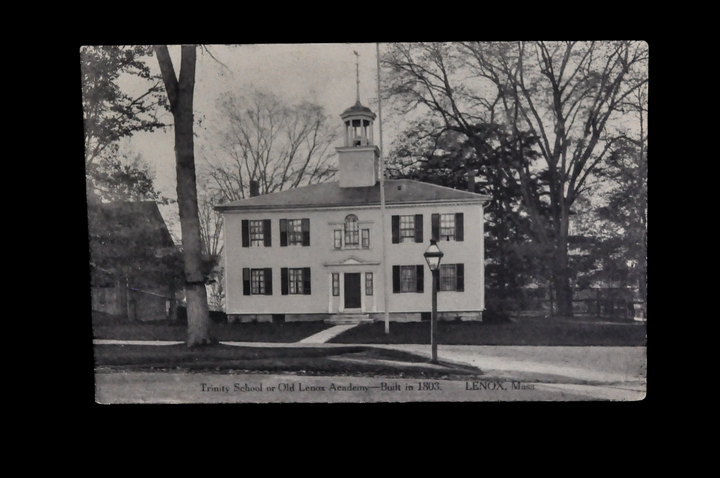 1910s Trinity School or Old Lenox Academy, Lenox, MA Postcard - Real Photo Post Card (RPPC) - Antique Photograph Massachusetts Postcard