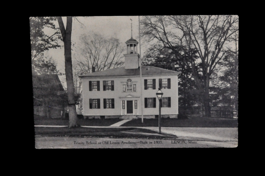 1910s Trinity School or Old Lenox Academy, Lenox, MA Postcard - Real Photo Post Card (RPPC) - Antique Photograph Massachusetts Postcard