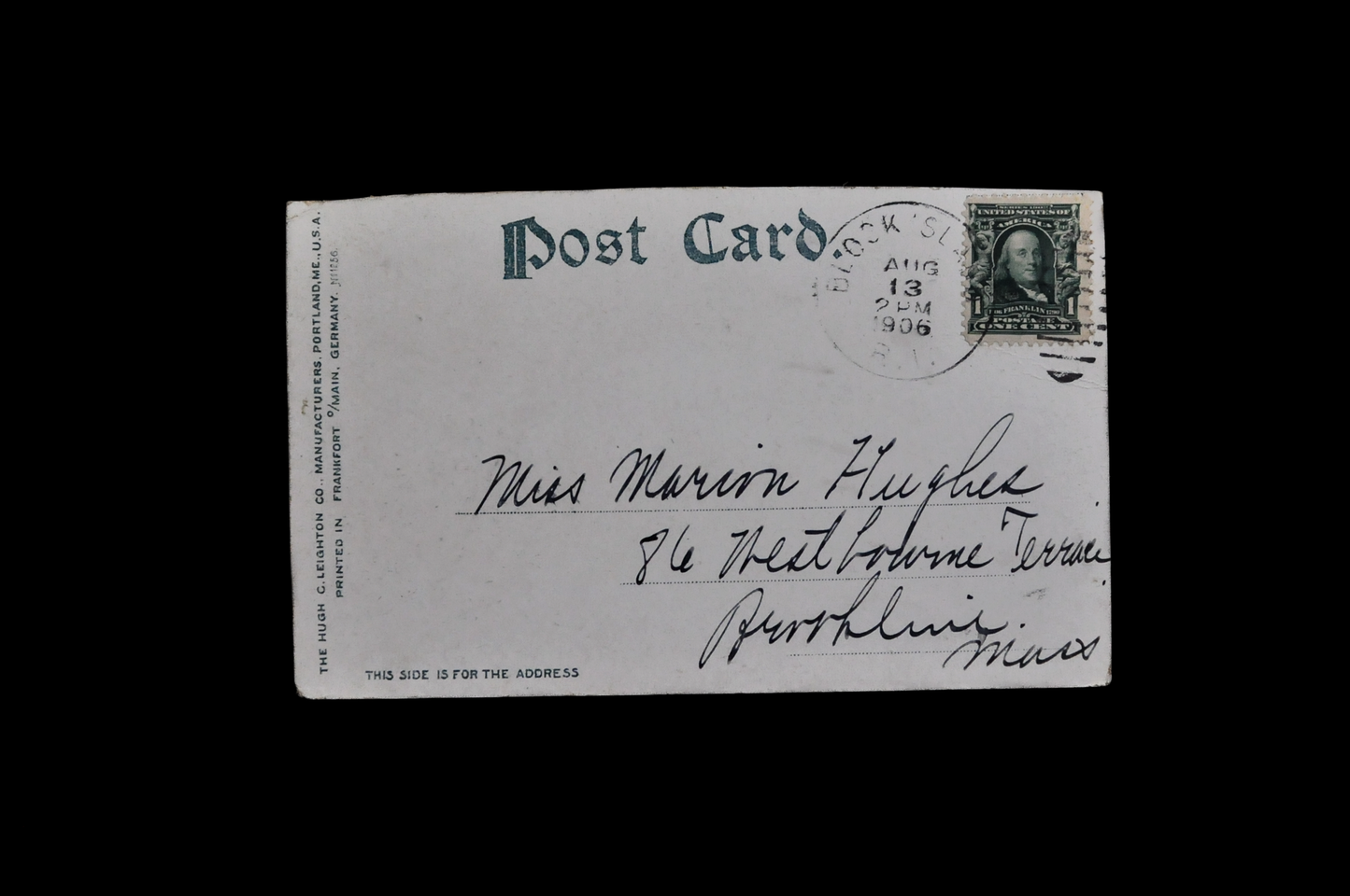 1906 Shipwreck Off Block Island, RI Postcard - Postmarked/Sent - Antique Chromo Lithograph Rhode Island Ship Postcard