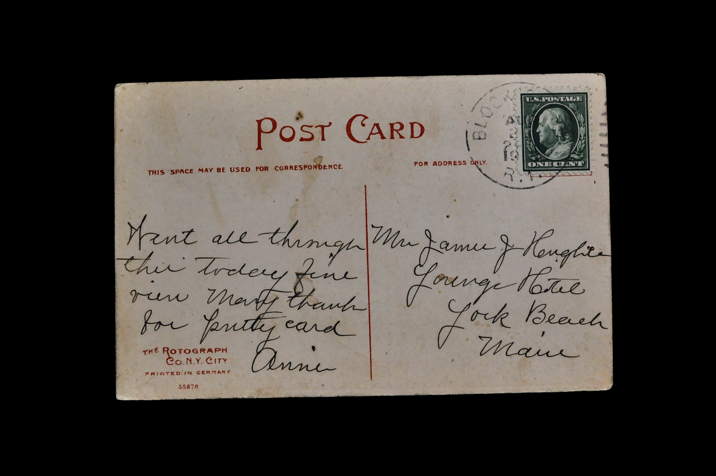 1908 U.S. Weather Bureau Building, Block Island, RI Postcard - Postmarked/Sent - Antique Chromo Lithograph Rhode Island Postcard