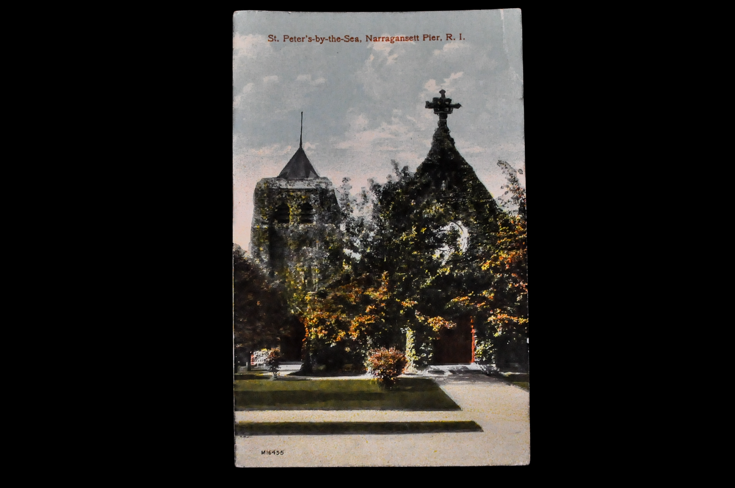 1910s St. Peter's-by-the-Sea Narragansett Pier Rhode Island Postcard - Blank and Unposted - Antique Chromo Lithograph RI Church Postcard
