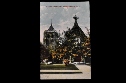 1910s St. Peter's-by-the-Sea Narragansett Pier Rhode Island Postcard - Blank and Unposted - Antique Chromo Lithograph RI Church Postcard