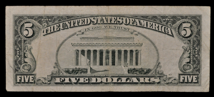 1995 US Federal Reserve 5 Dollar Star Note - Cleveland (D) Issue - Very Fine (VF) - 1995 Green Seal Five Dollar Star Note - Fr.1985-D*
