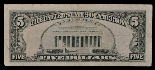 1995 US Federal Reserve 5 Dollar Star Note - Cleveland (D) Issue - Very Fine (VF) - 1995 Green Seal Five Dollar Star Note - Fr.1985-D*