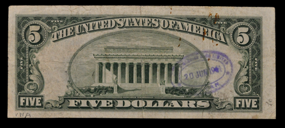1953A Silver Certificate 5 Dollar Star Note - Very Fine (VF) - 1953-A Blue Seal Five Dollars Star Note - Fr.1656*