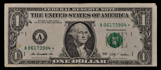 2009 Federal Reserve 1 Dollar Star Note - Boston (A) Issue - D.C. Printing - 2009 Green Seal One Dollar Star Note - Fr.3000-A*