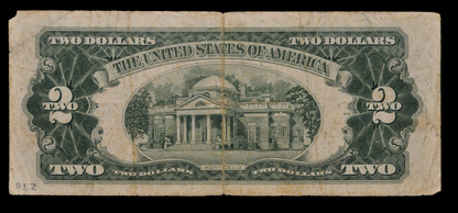 1953C Legal Tender 2 Dollar STAR Note - Very Fine (VF) - Rare 1953-C Red Seal Two Dollar Star Note - Fr.1512*