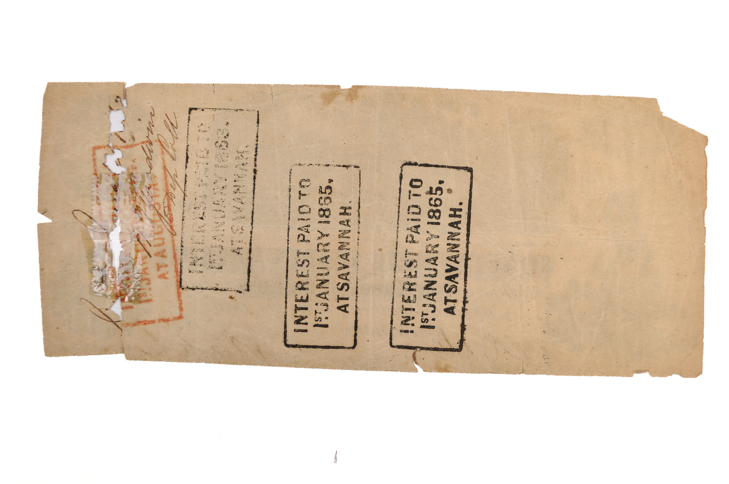 1862 Confederate States 100 Dollar Note - Visible White Steam Type - Interest Stamps - 1862 CSA One Hundred Dollar Banknote - CS-39/T-39